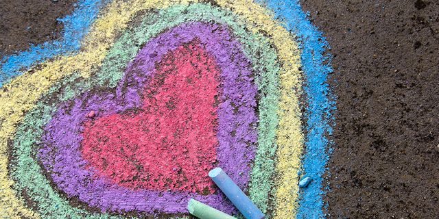 Rainbow heart made of chalk