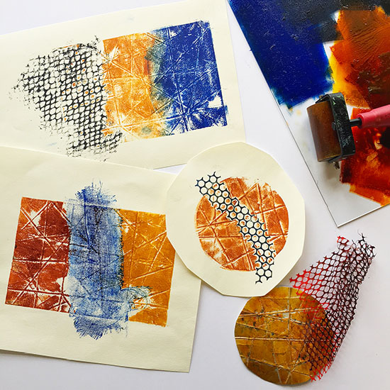 Abstract prints using recycled materials